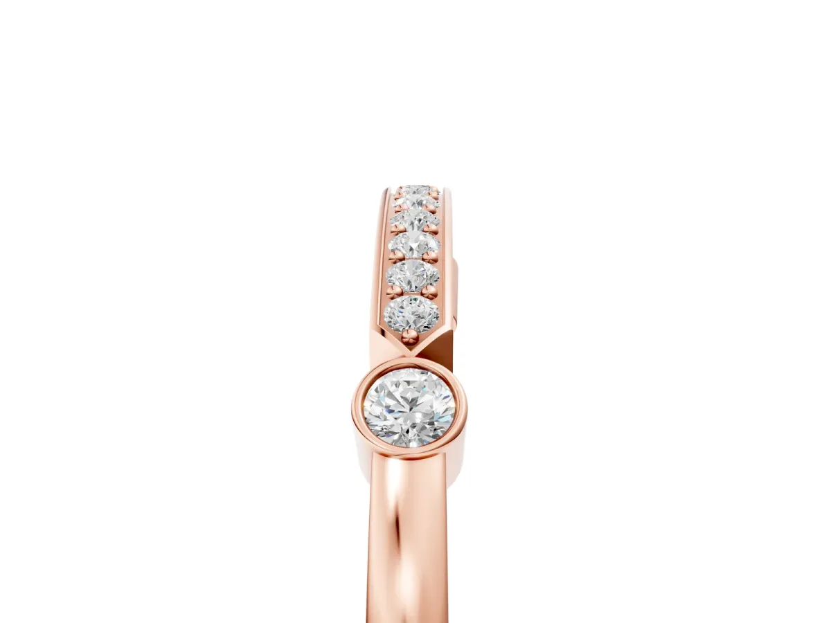 Pavé Round Diamond Bar Station Ring with Channel Setting Rose gold