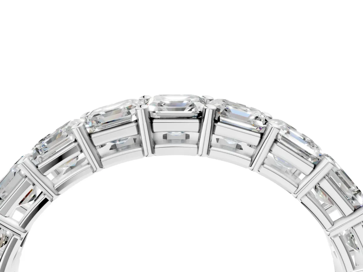 Asscher Cut Half Eternity Band with Shared Prong Setting Silver