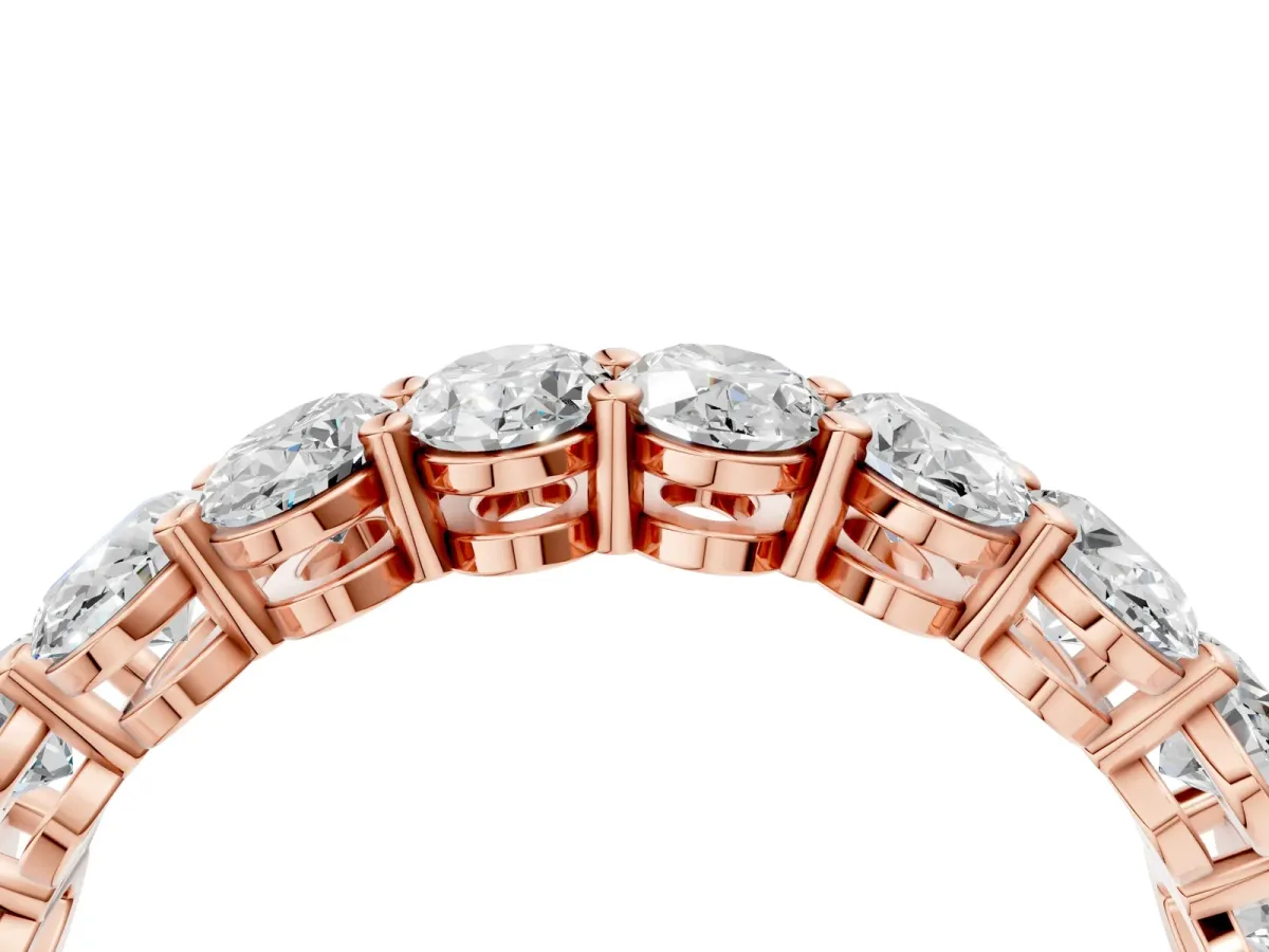 Oval Diamond Prong-Set Eternity Band Rose gold
