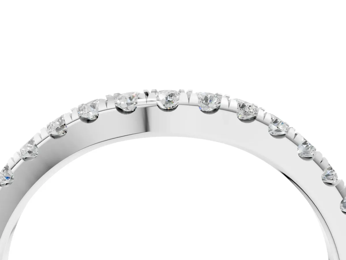 Round Diamond Pavé Curved Eternity Band with Shared Prong Setting Platinum