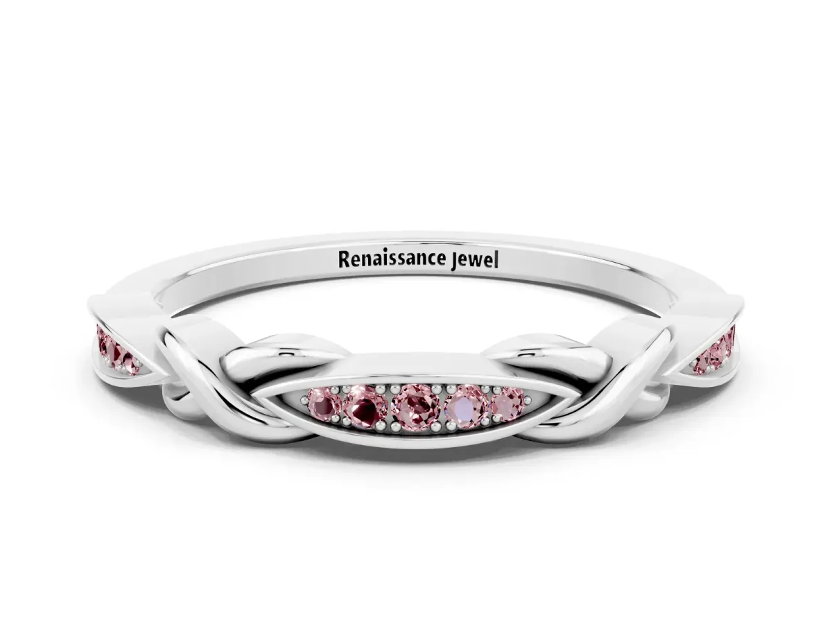 Twisted Marquise Morganite Pavé Band with Shared Prong Setting Platinum