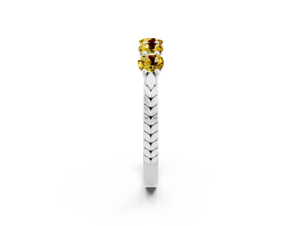 Five-Stone Round Yellow Sapphire Prong-Set Band Silver