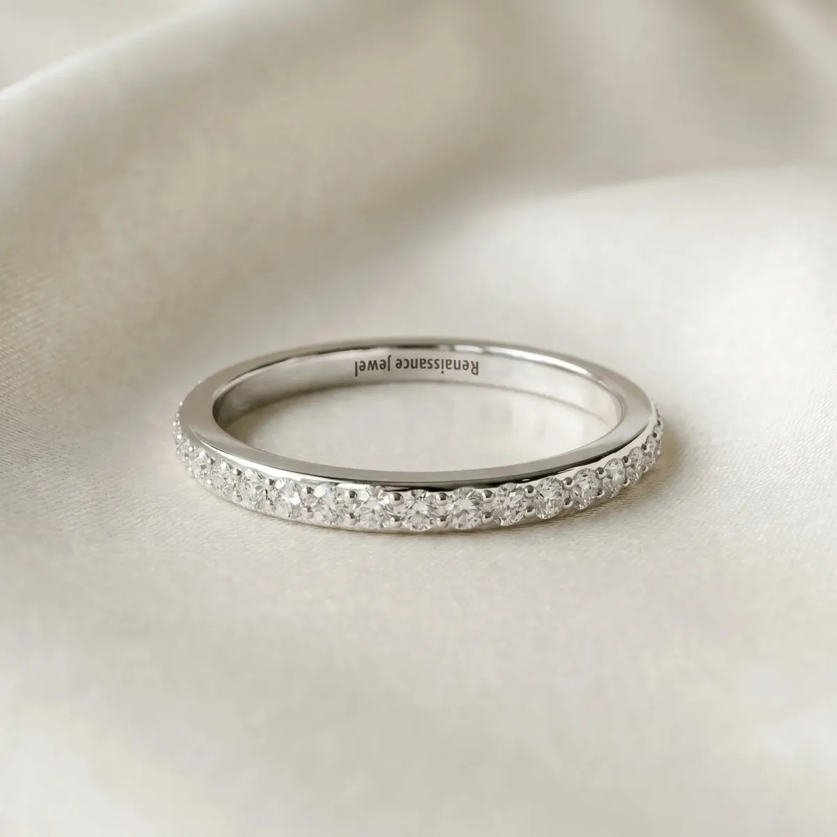 Pavé Round Diamond Eternity Band with Shared Prong Setting Platinum