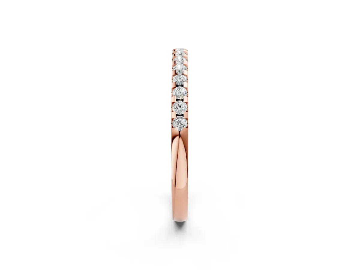 Round Diamond Half Eternity Band with Pavé Setting and Shared Prong Rose gold