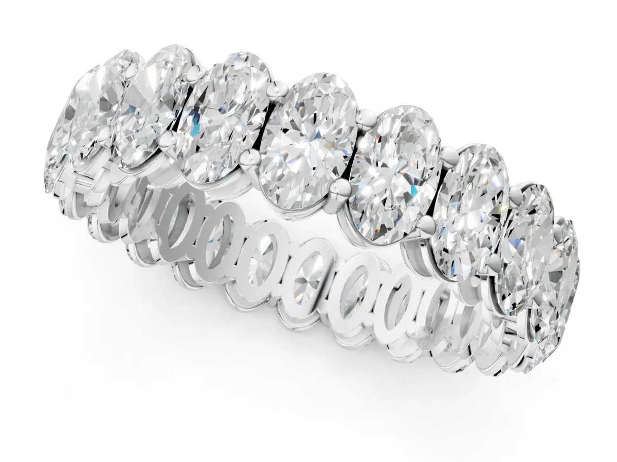Oval Cut Diamond Eternity Band with Shared Prong Setting Platinum