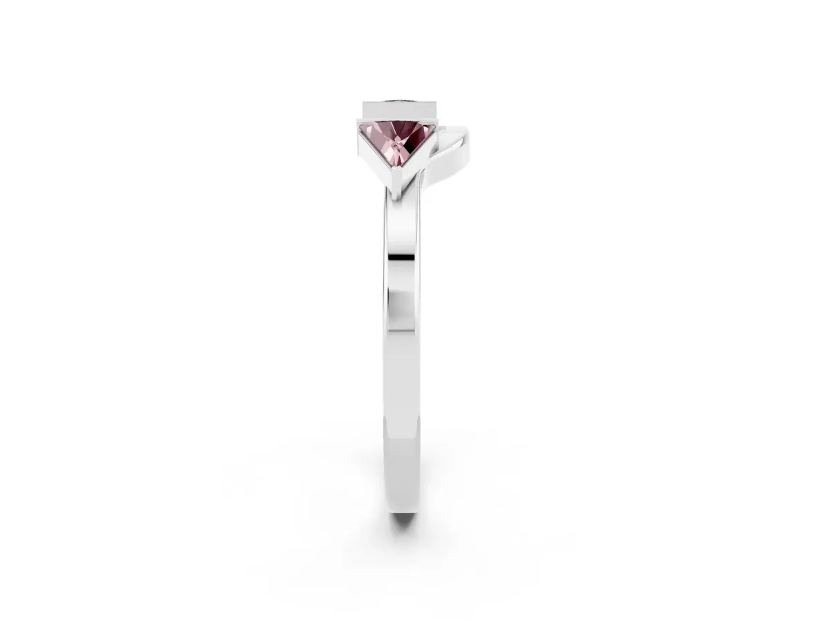 Trillion Morganite Open Band Ring with Bezel Setting Platinum
