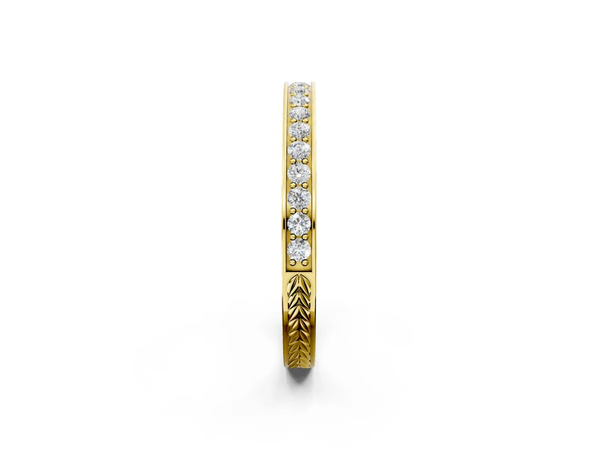 Round Cut Diamond Pavé Eternity Band with Channel Setting Yellow gold