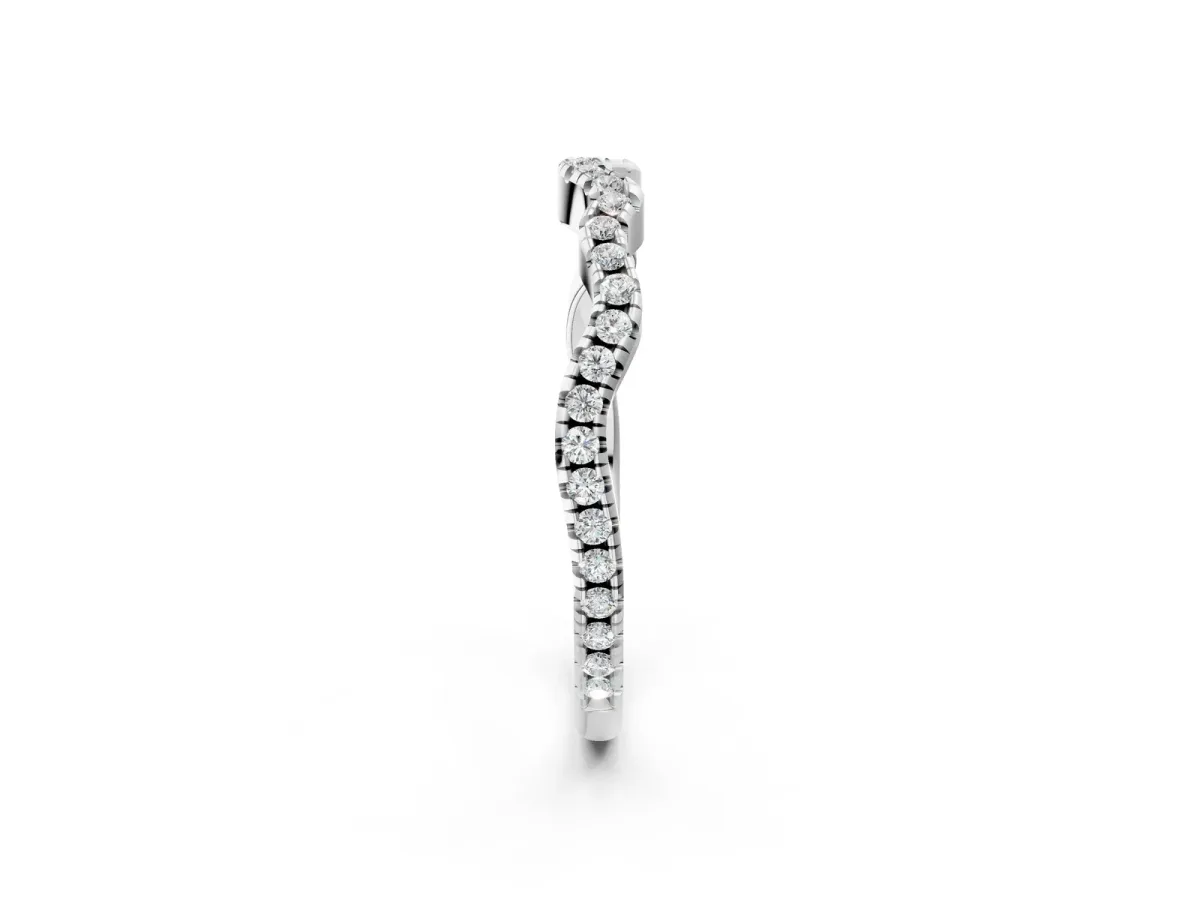 Pavé Round Diamond Curved Eternity Band White gold