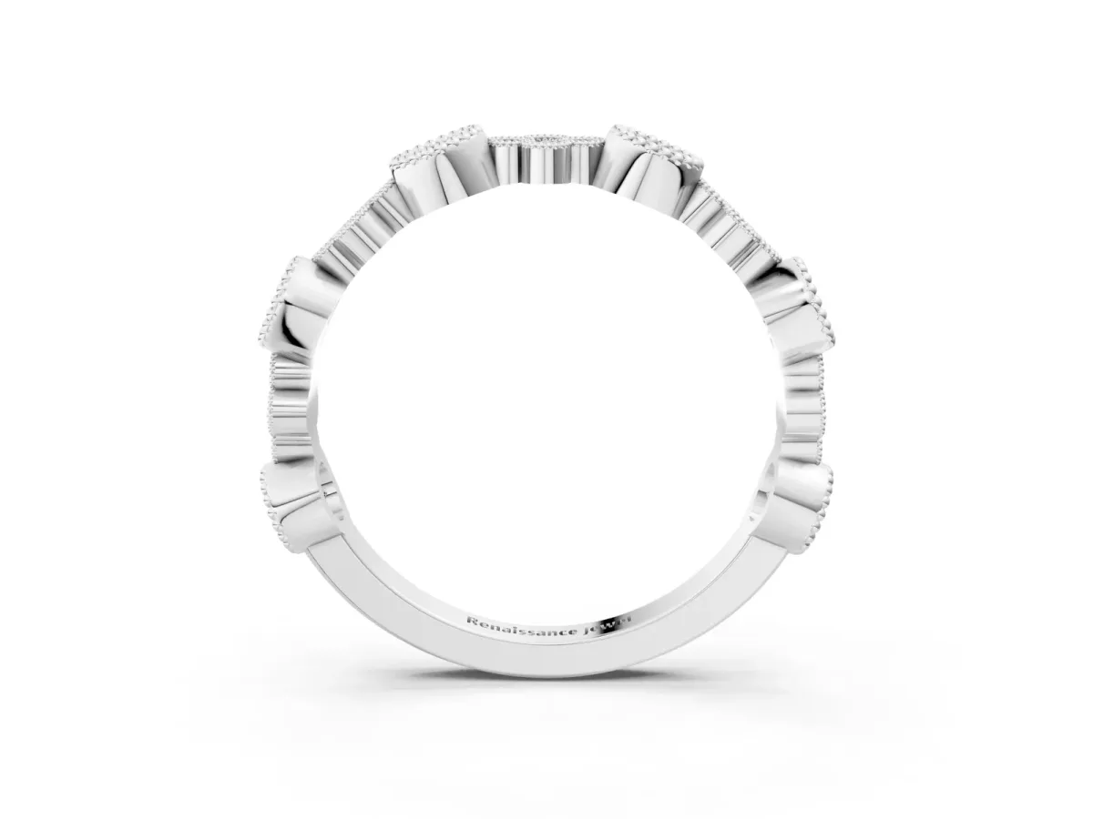 Milgrain Bezel Set Round Diamond Cluster Eternity Band Platinum