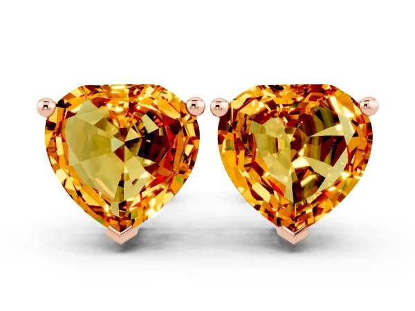 Heart Cut Citrine Stud Earrings Rose gold