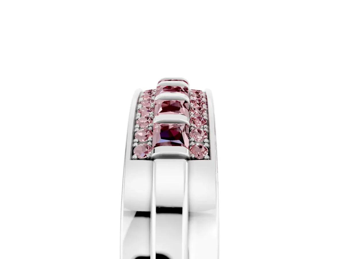 Bar-Set Princess Cut Morganite Pavé Band Platinum