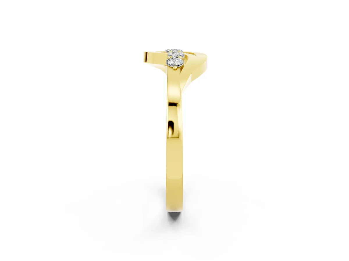 Five-Stone Round Moissanite Crossover Band with Prong Setting Yellow gold
