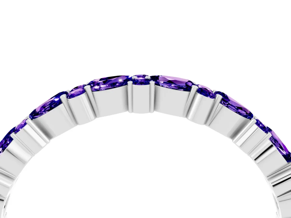Pear and Round Tanzanite Wedding Band White gold