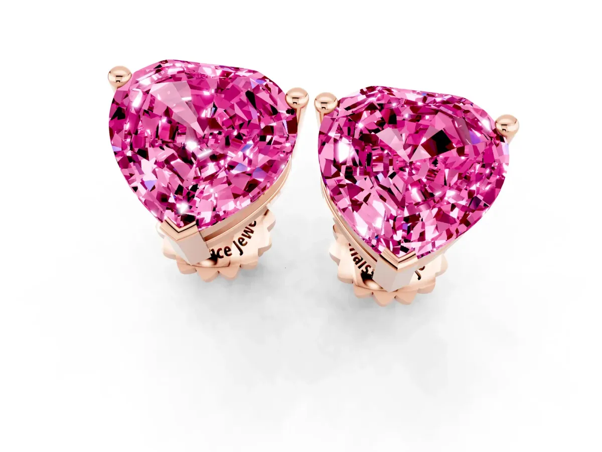 Heart Cut Pink Sapphire Stud Earrings Rose gold