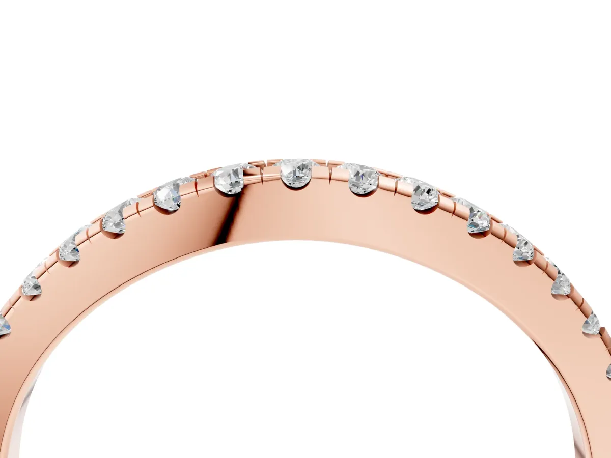 Round Diamond Pavé Half Eternity Band with Shared Prong Setting Rose gold