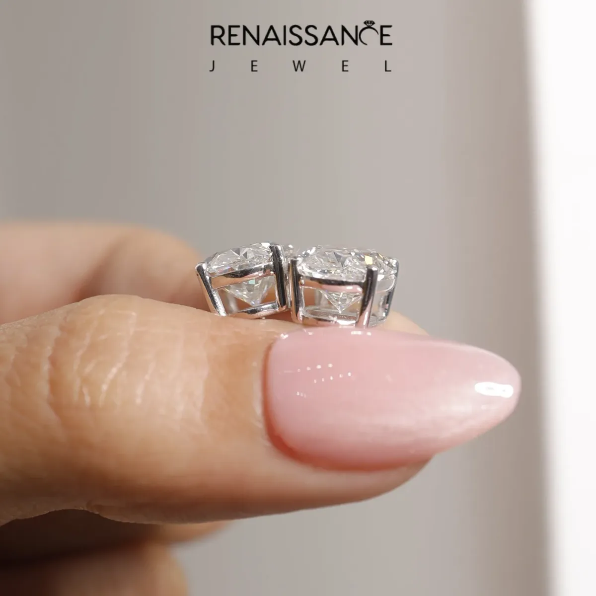 Oval Cut Diamond Stud Earrings Silver