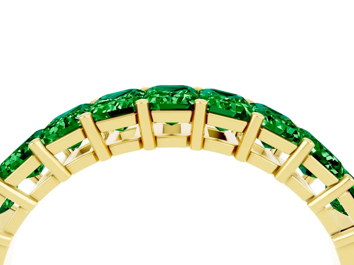 Emerald Cut Emerald Prong-Set Eternity Band Yellow gold
