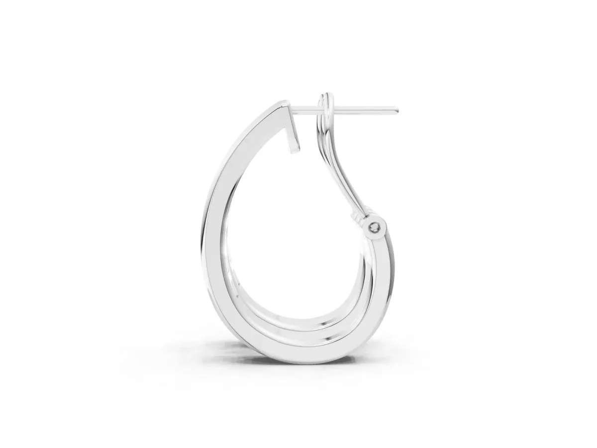 Channel-Set Round Diamond Hoop Earrings in White Gold Silver