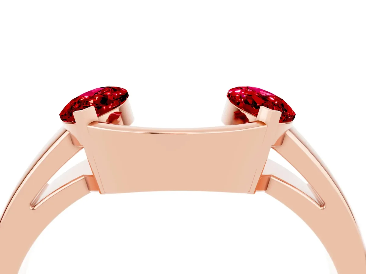 Marquise Ruby Open Band Ring with Tension Setting Rose gold