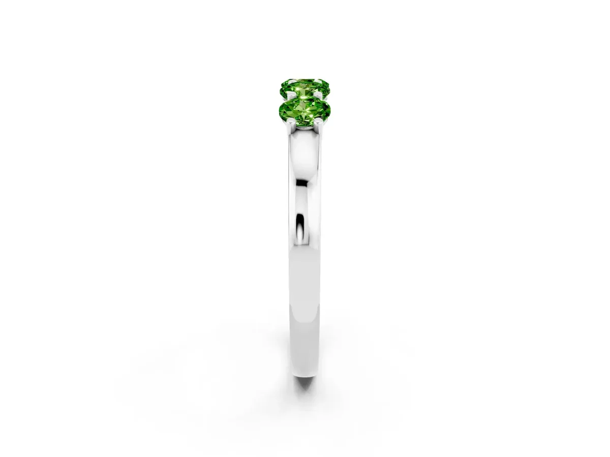 Four-Stone Round Peridot Prong-Set Band Platinum