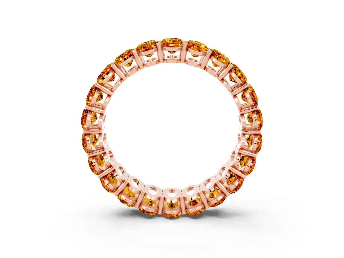 Oval Cut Citrine Eternity Band with Shared Prong Setting Rose gold