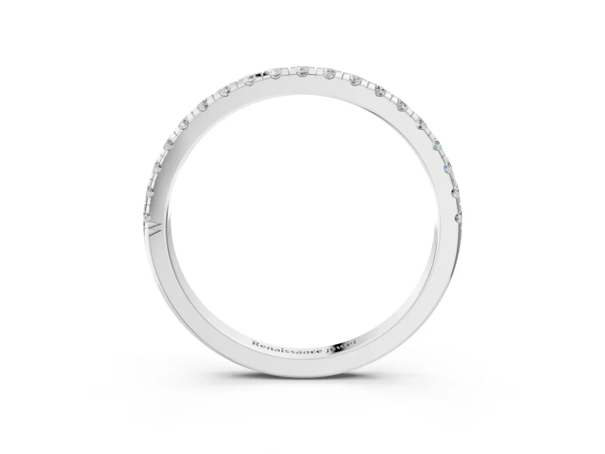 Pavé Round Diamond Half Eternity Band with Shared Prong Setting Silver