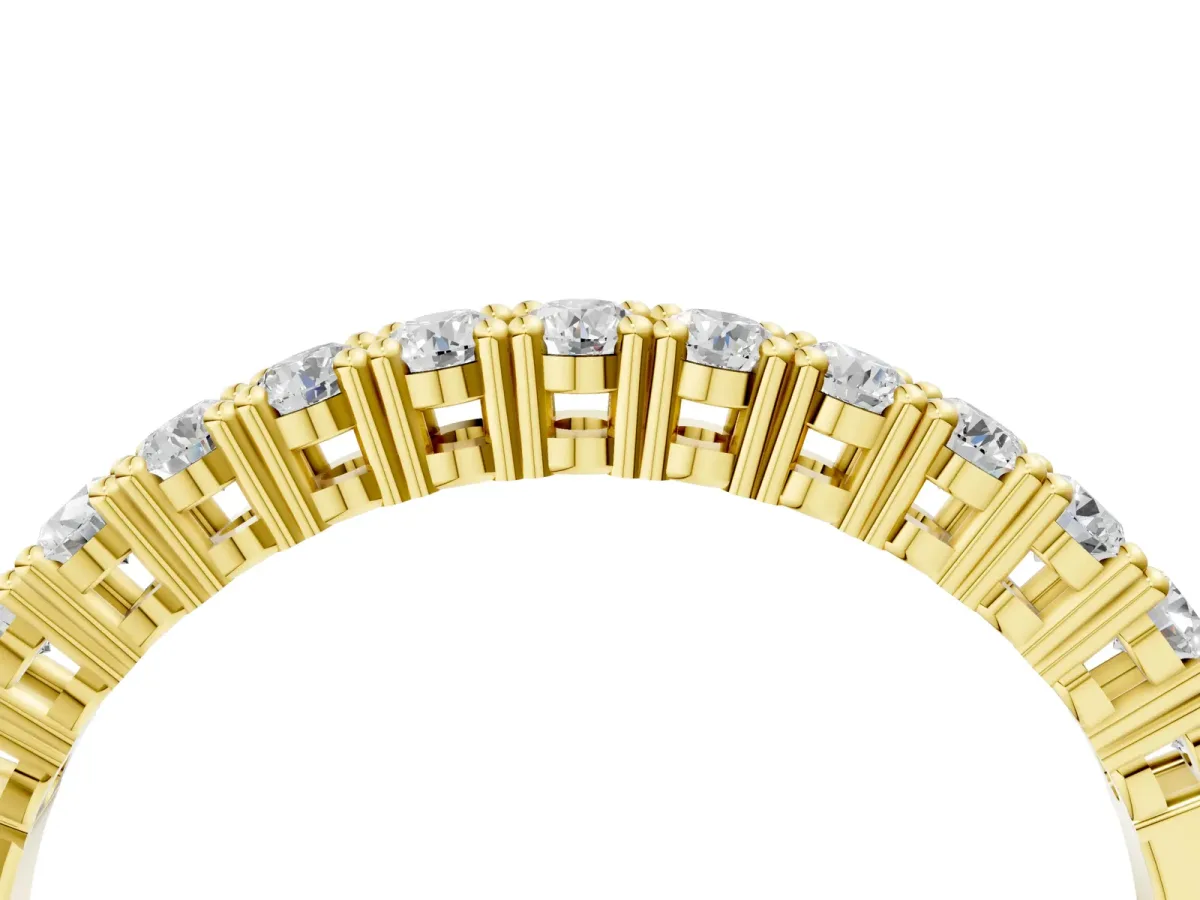 Round Diamond Half-Eternity Band with Shared Prong Setting Yellow gold