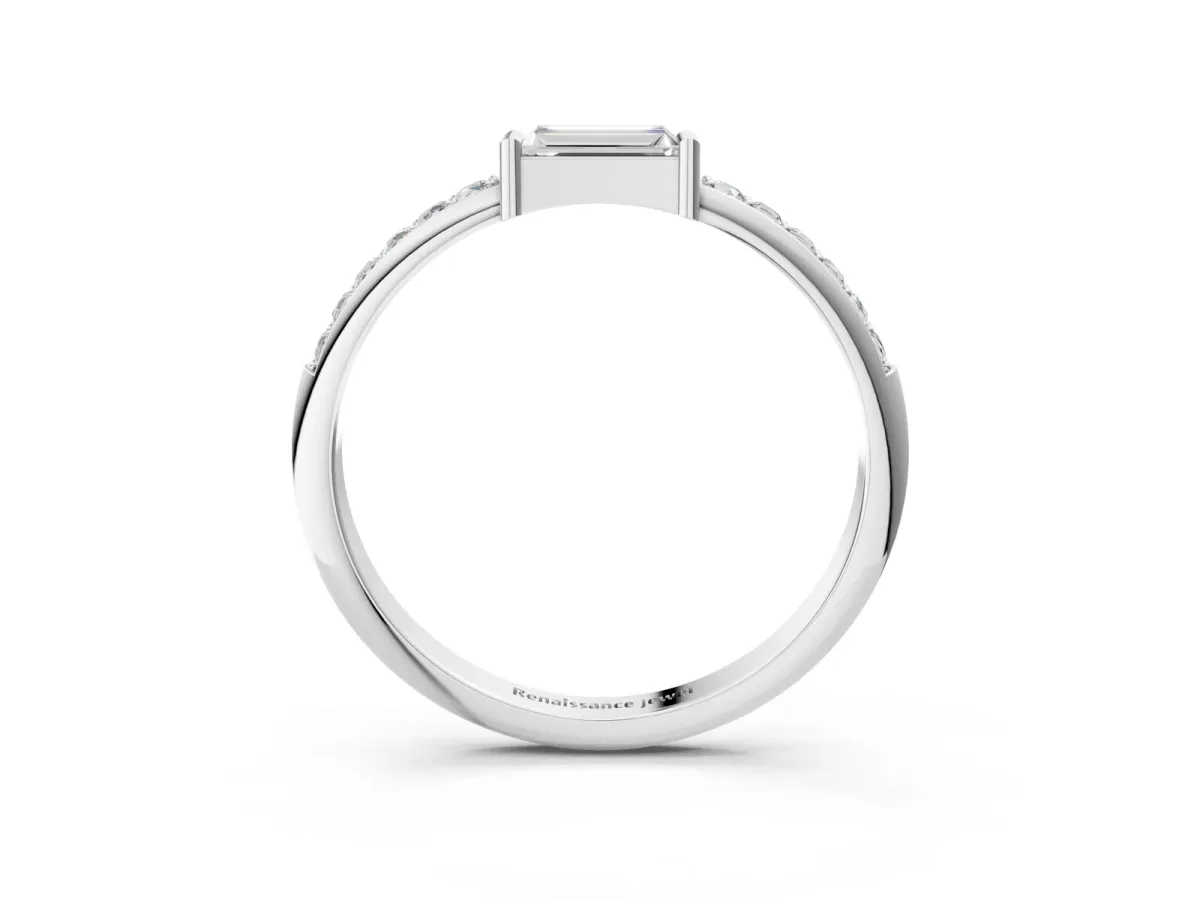 Baguette Diamond Pavé Band with Bar Setting Silver