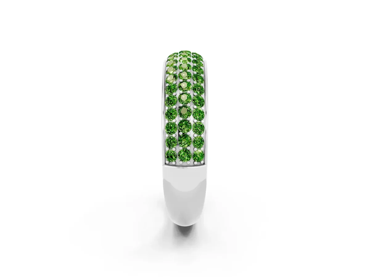 Three-Row Round Peridot Eternity Band with Shared Prong Setting Platinum
