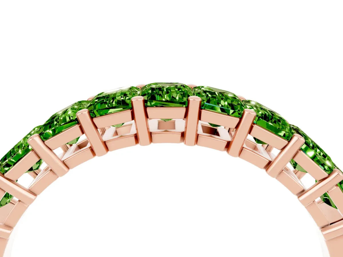 Emerald Cut Peridot Prong-Set Eternity Band Rose gold