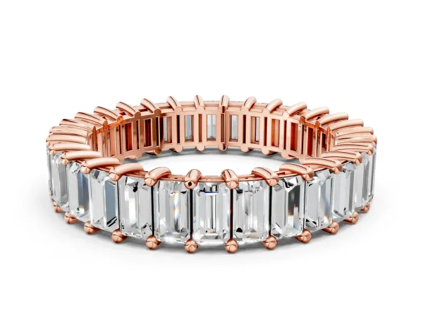 Baguette Cut Eternity Band with Shared Prong Setting Rose gold