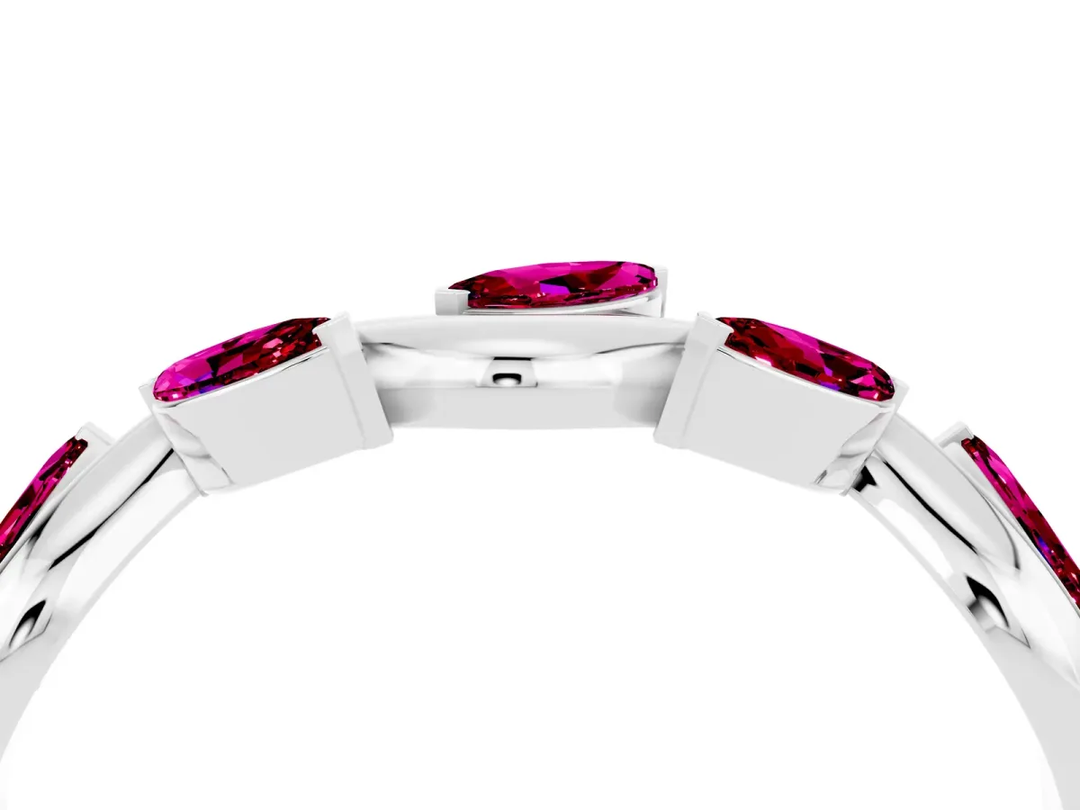 Marquise Garnet Twisted Band with Prong Setting Silver