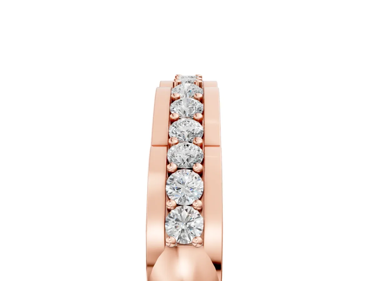 Round Cut Diamond Channel Set White Gold Band Rose gold