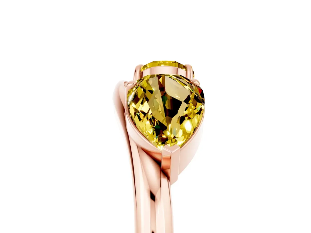 Two-Stone Pear Yellow Sapphire Bypass Ring with Prong Setting Rose gold