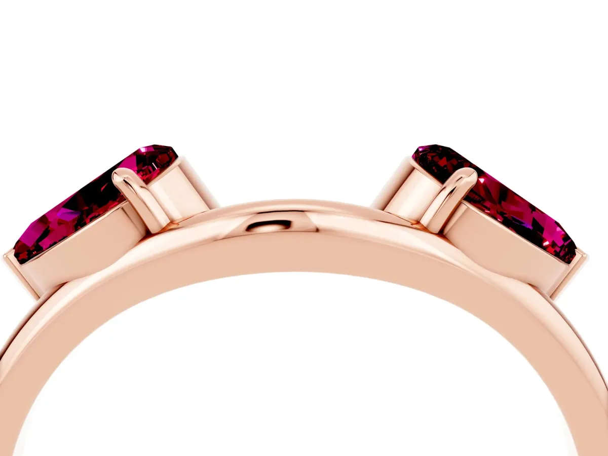 Two-Stone Pear Garnet Bypass Ring with Prong Setting Rose gold