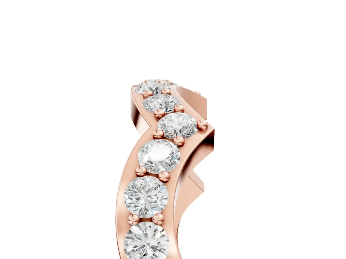 Round Diamond Pavé Zigzag Eternity Band Rose gold