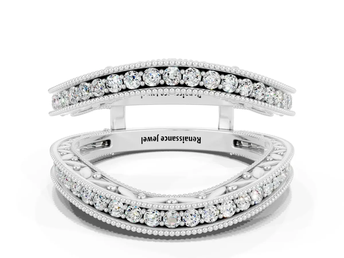 Round Moissanite Milgrain Eternity Band with Channel Setting Silver
