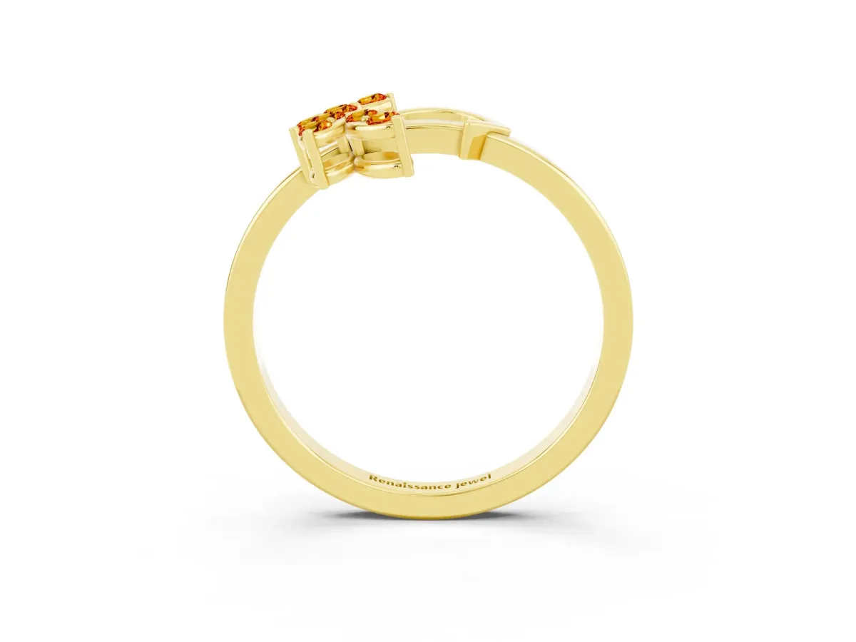 Marquise Citrine Cluster Bypass Ring with Prong Setting Yellow gold