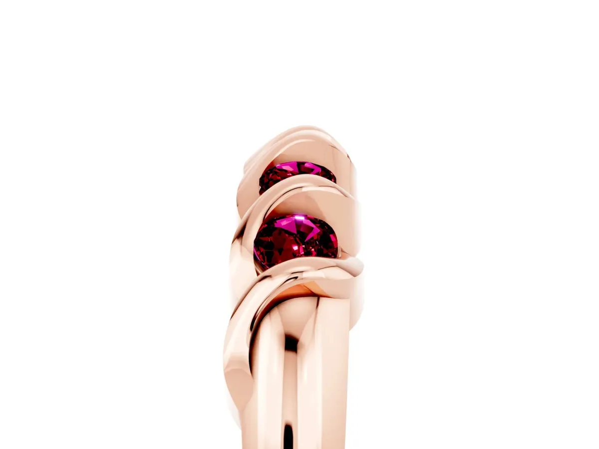 Round Garnet Eternity Band with Twist Prong Setting Rose gold