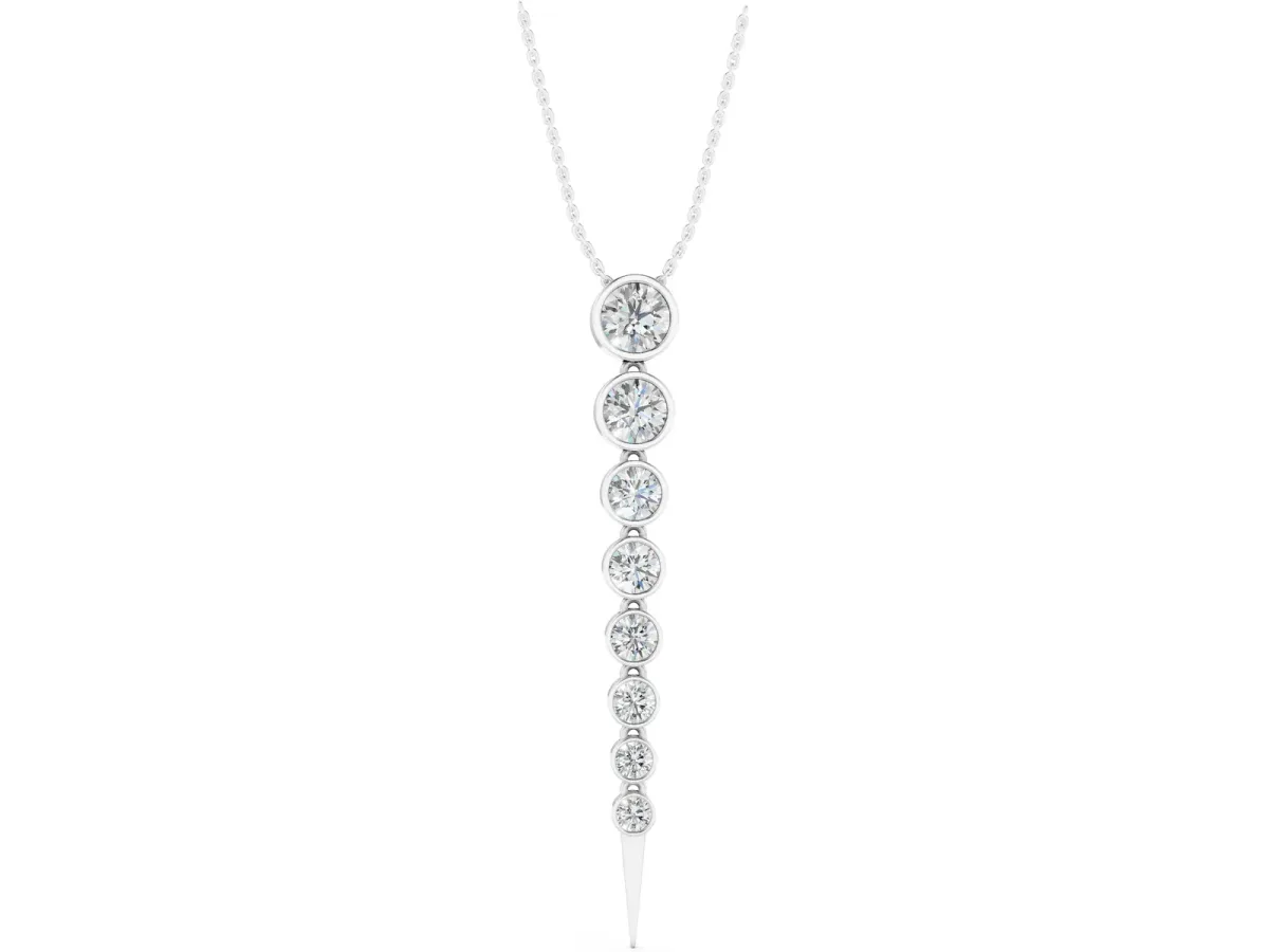 Round Diamond Drop Necklace with Bezel Setting White gold
