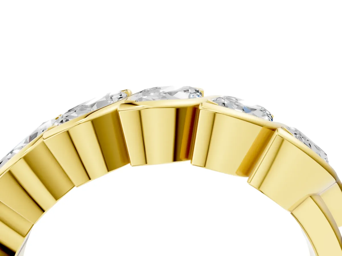 Marquise Diamond Wave Band with Channel Setting Yellow gold