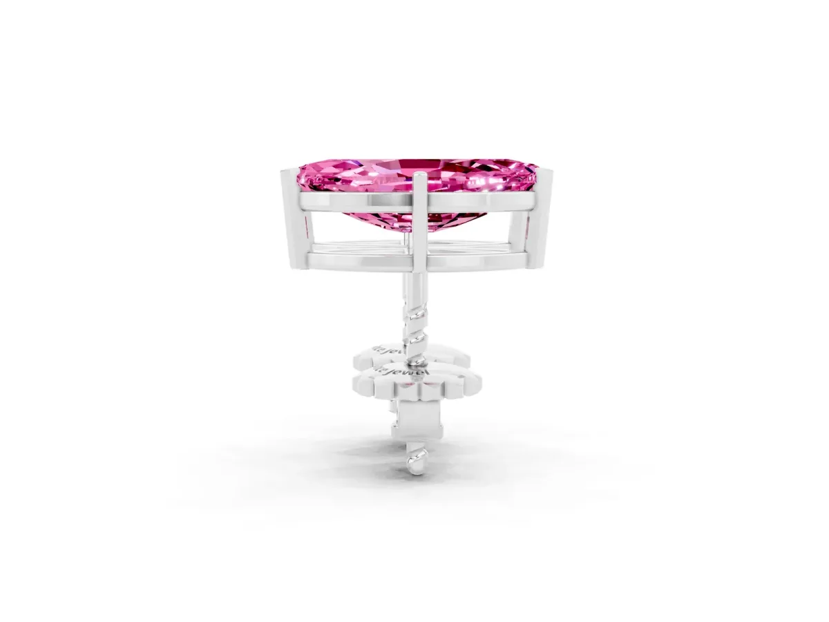 Marquise Cut Pink Sapphire Stud Earrings Silver