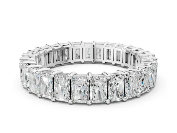 radiant Cut eternity band with shared prong setting White gold