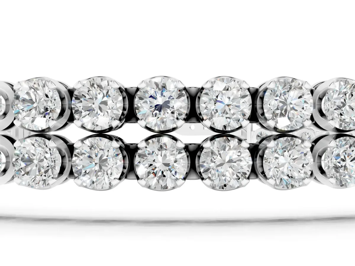 Double Row Round Diamond Tennis Bracelet with Prong Setting Silver
