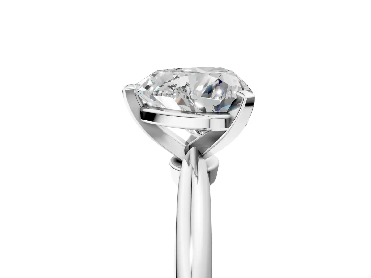 Heart Cut Diamond Solitaire Ring with Six-Prong Setting and Classic Band Silver