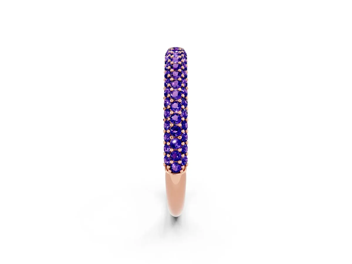 Round Tanzanite Pavé Eternity Band with Shared Prong Setting Rose gold