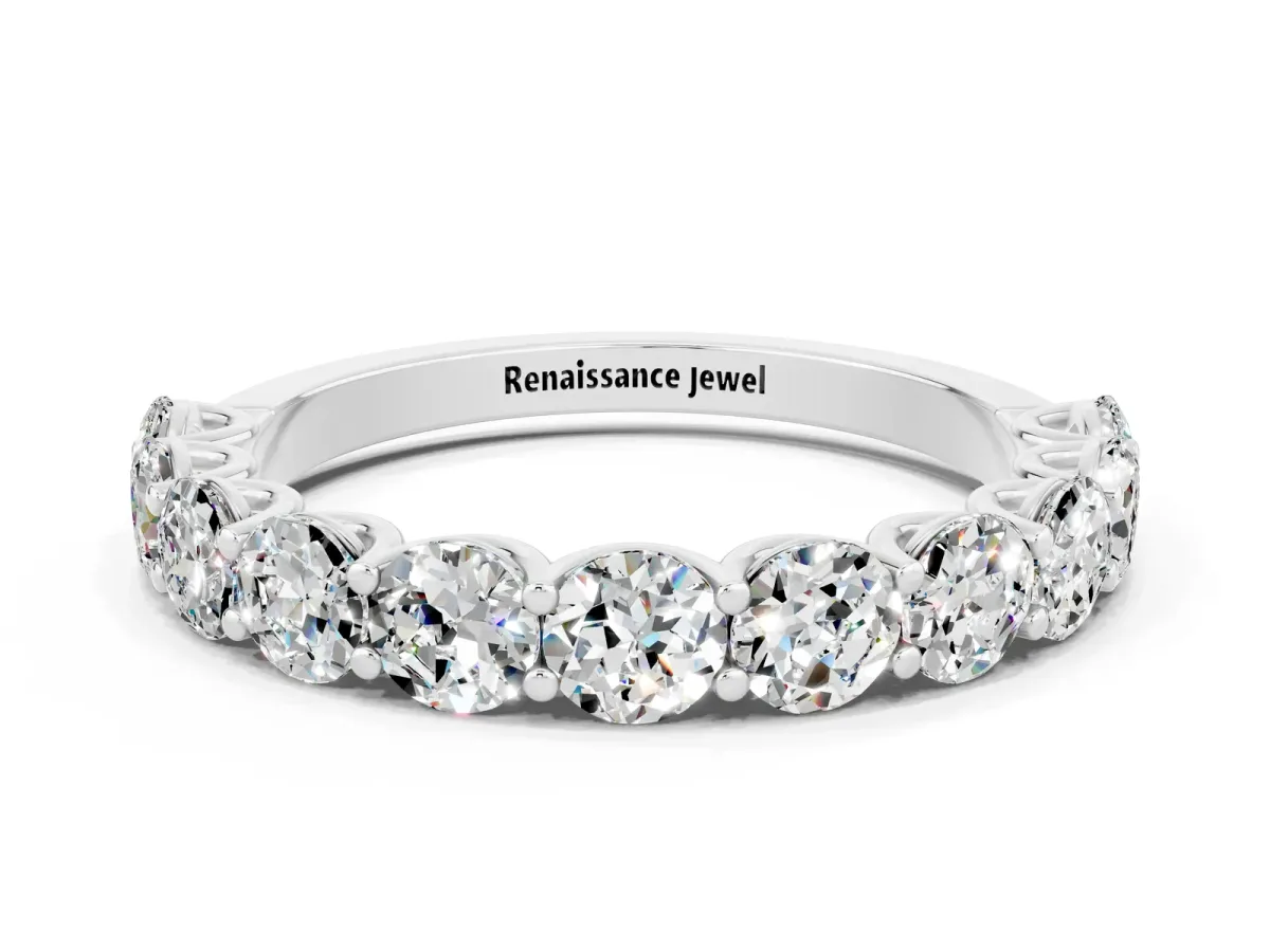 Round Moissanite Shared Prong Eternity Band Platinum