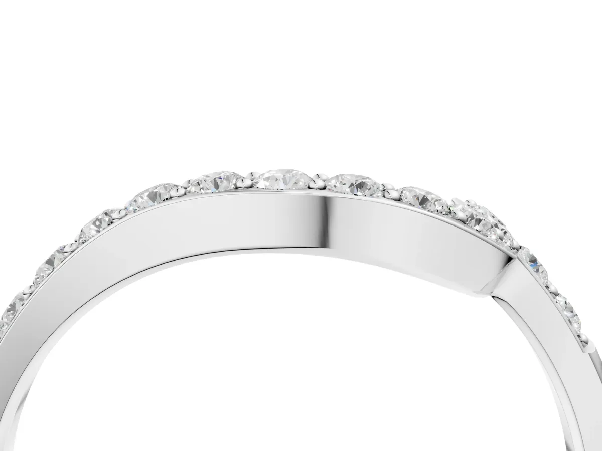 Round Diamond Pavé Chevron Wedding Band White gold
