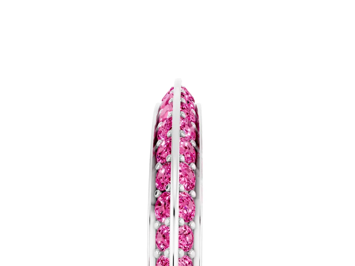 Double Row Pavé Round Pink Sapphire Eternity Band with Channel Setting Platinum