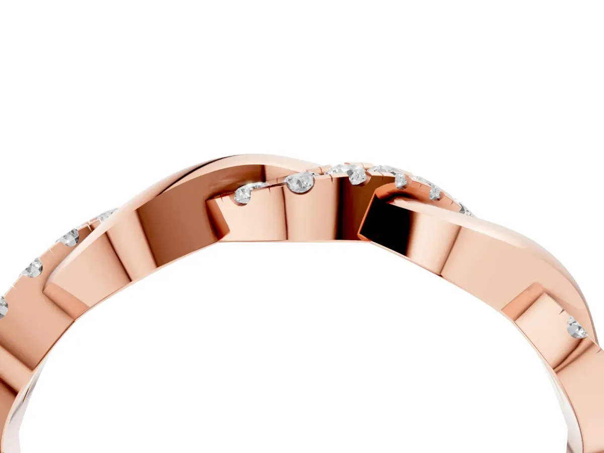 Pavé Round Diamond Twist Eternity Band with Shared Prong Setting Rose gold